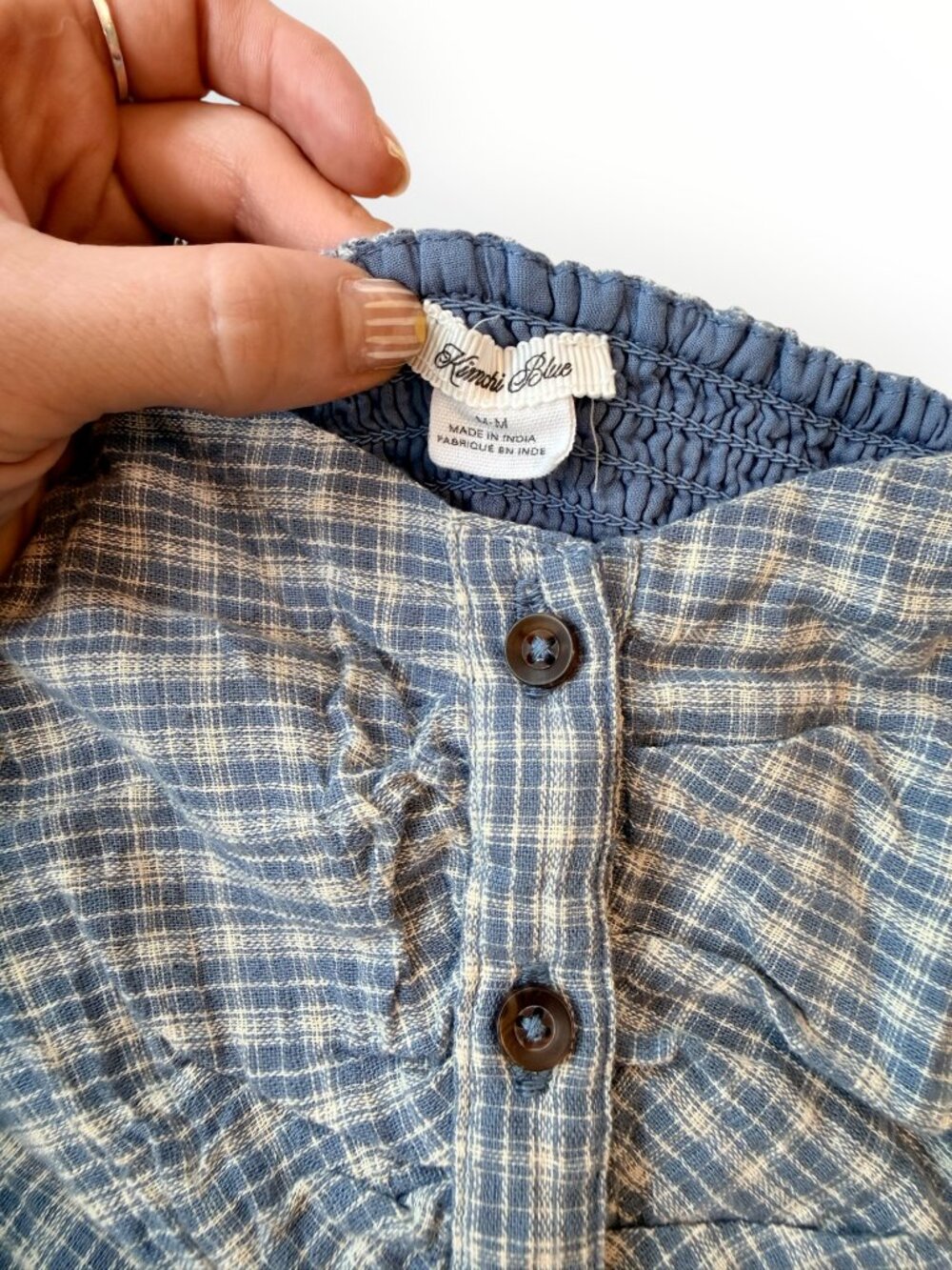 Kimchi Blue Urban Outfitters Blue Plaid Puff Sleeve Dress M - Picture 5 of 6